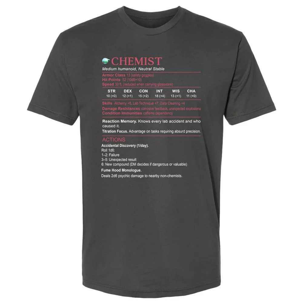 Chemist Stats Premium Unisex T-Shirt - Heavy Metal - 8