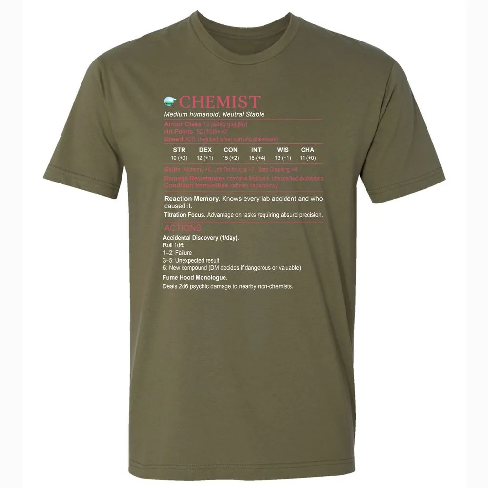 Chemist Stats Premium Unisex T-Shirt - Military Green - 5