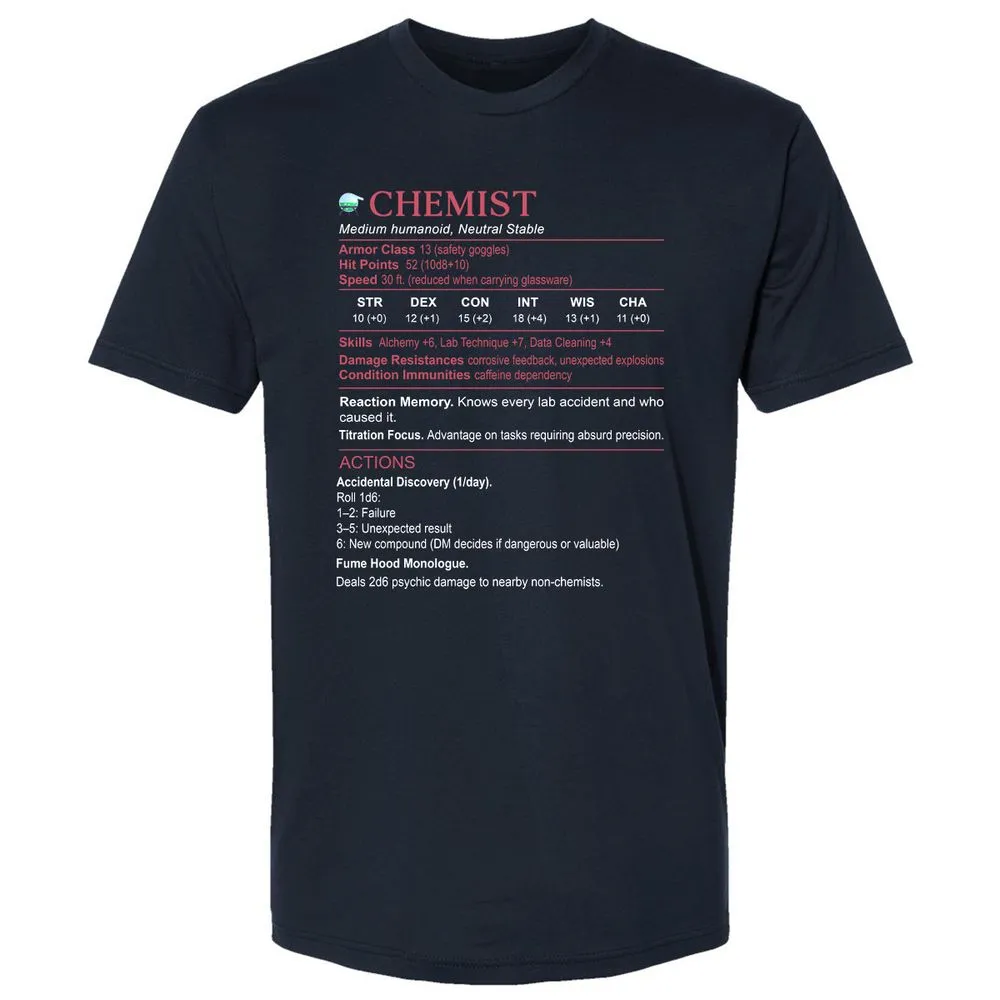 Chemist Stats Premium Unisex T-Shirt - Midnight Navy - 2