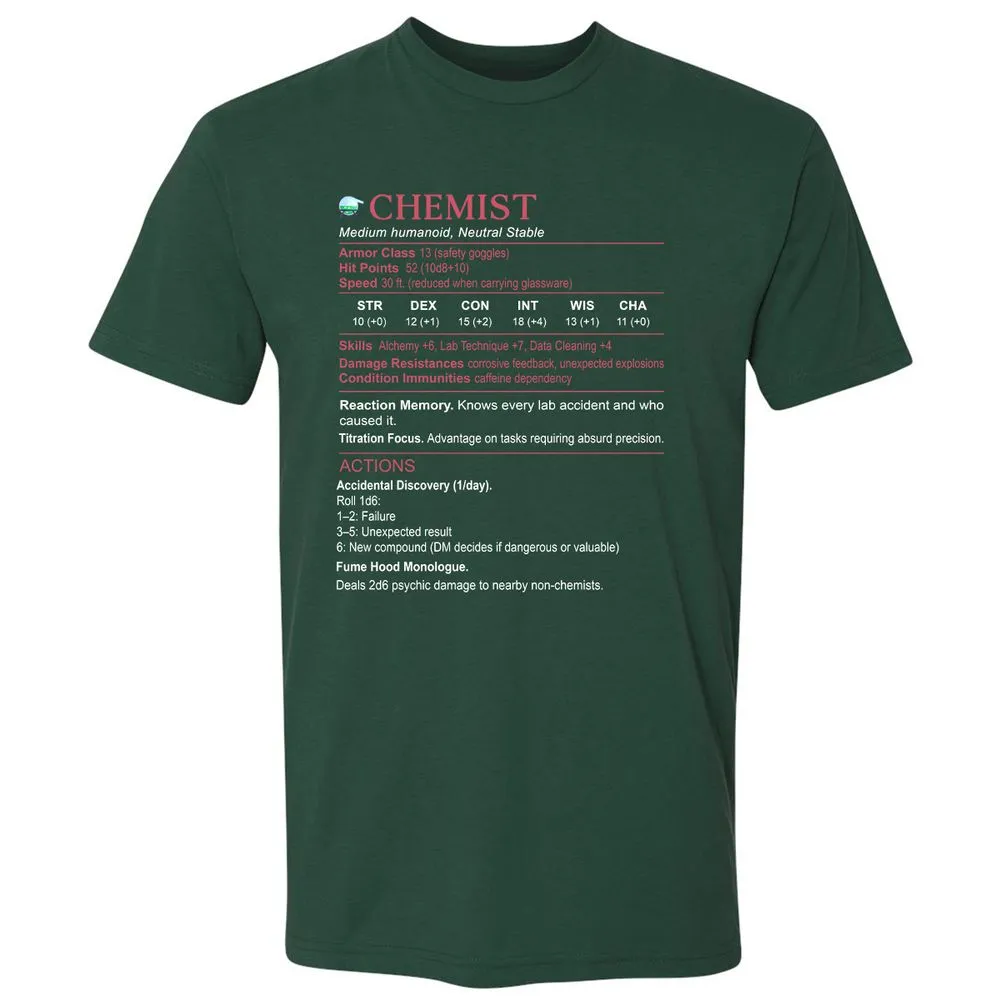 Chemist Stats Premium Unisex T-Shirt - Forest Green - 13