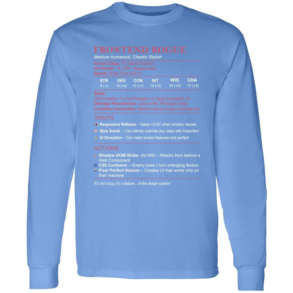 Frontend Rogue Long Sleeve T-Shirt - Carolina Blue - 12