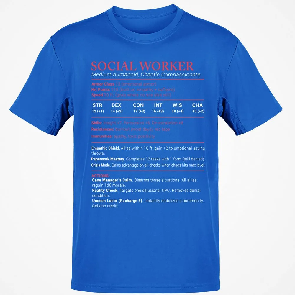 Social Worker Stats Classic Unisex T-Shirt - Royal - 11