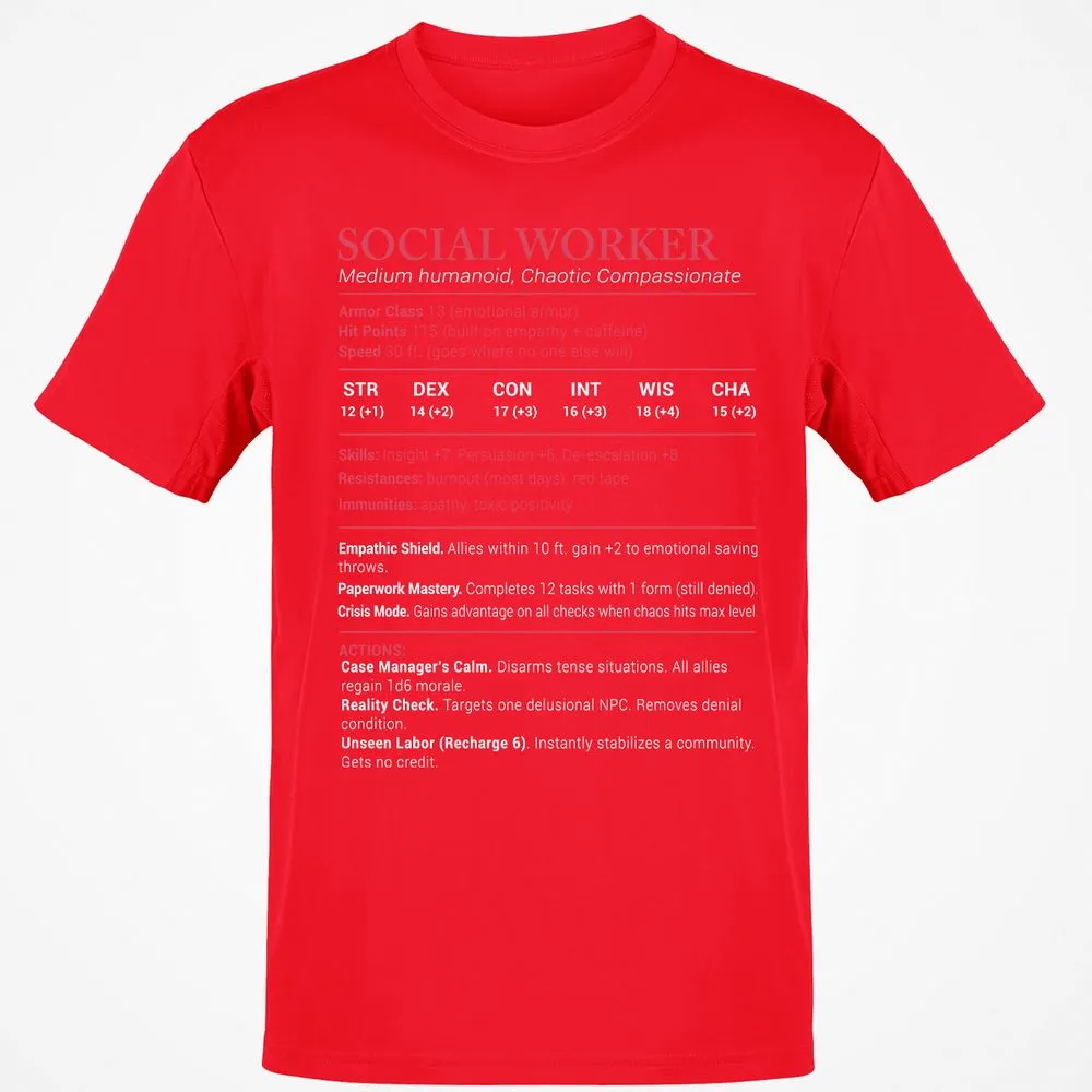Social Worker Stats Classic Unisex T-Shirt - Red - 10