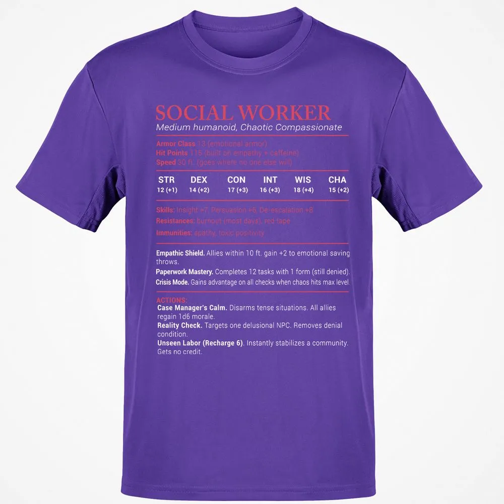 Social Worker Stats Classic Unisex T-Shirt - Purple - 9