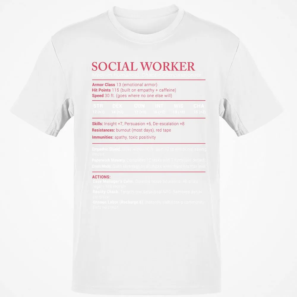 Social Worker Stats Classic Unisex T-Shirt - White - 12