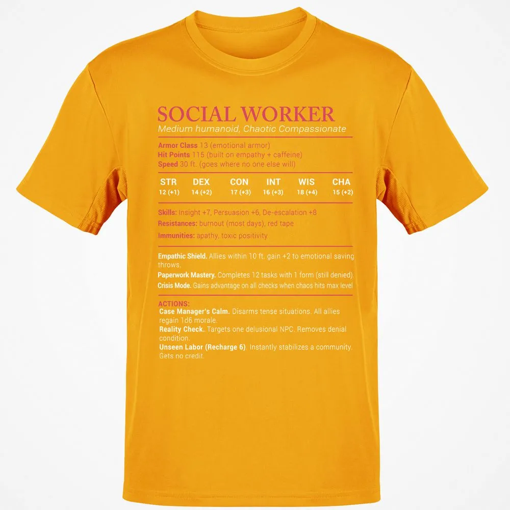 Social Worker Stats Classic Unisex T-Shirt - Gold - 4