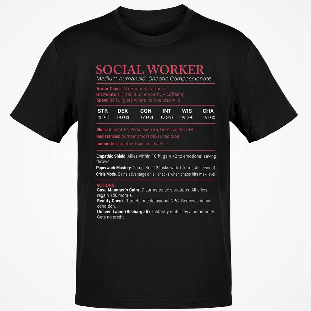 Social Worker Stats Classic Unisex T-Shirt - Black - 1