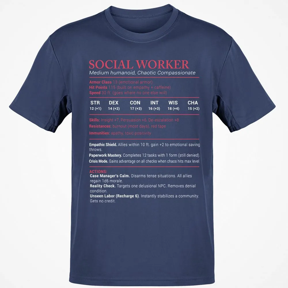 Social Worker Stats Classic Unisex T-Shirt - Navy - 7