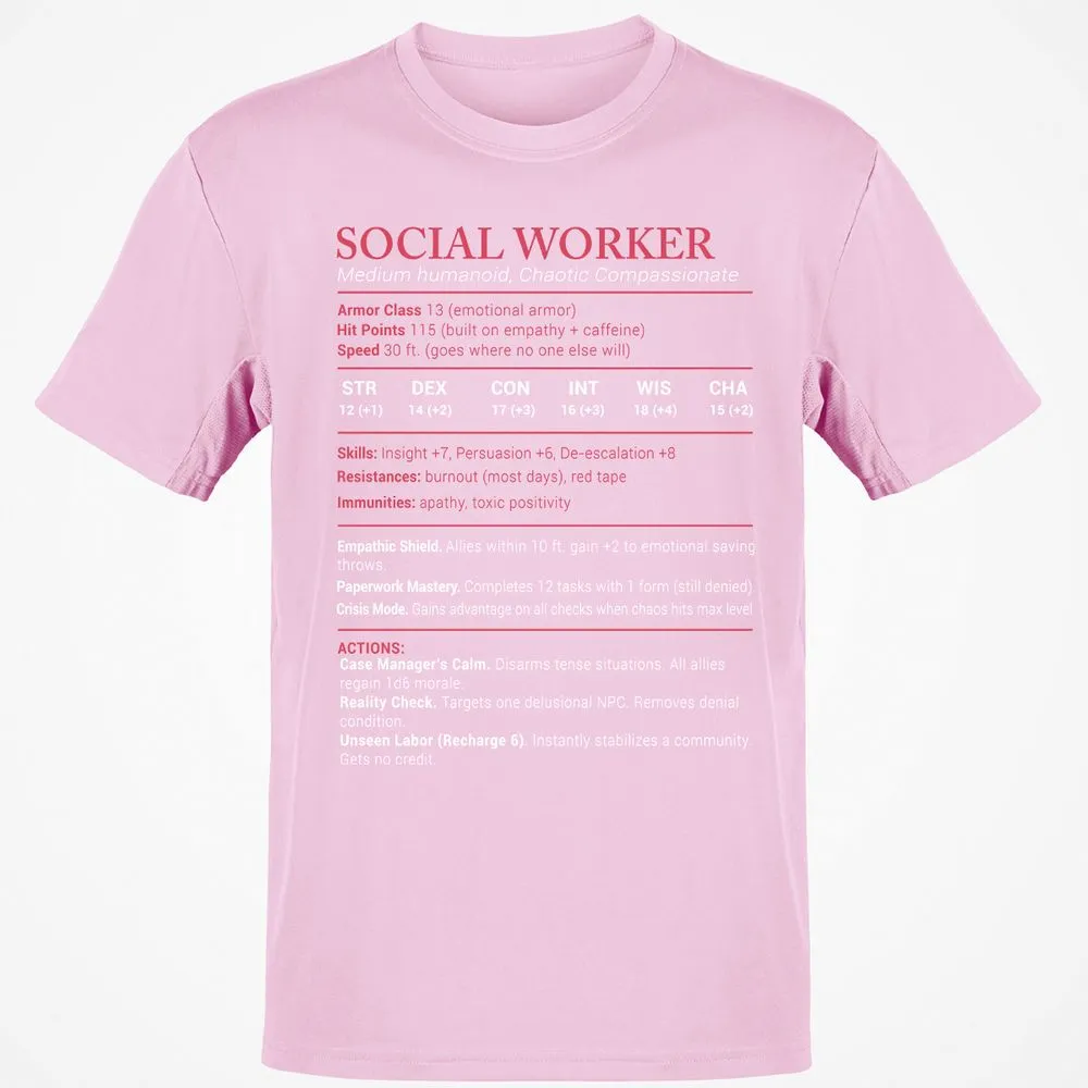 Social Worker Stats Classic Unisex T-Shirt - Light Pink - 5
