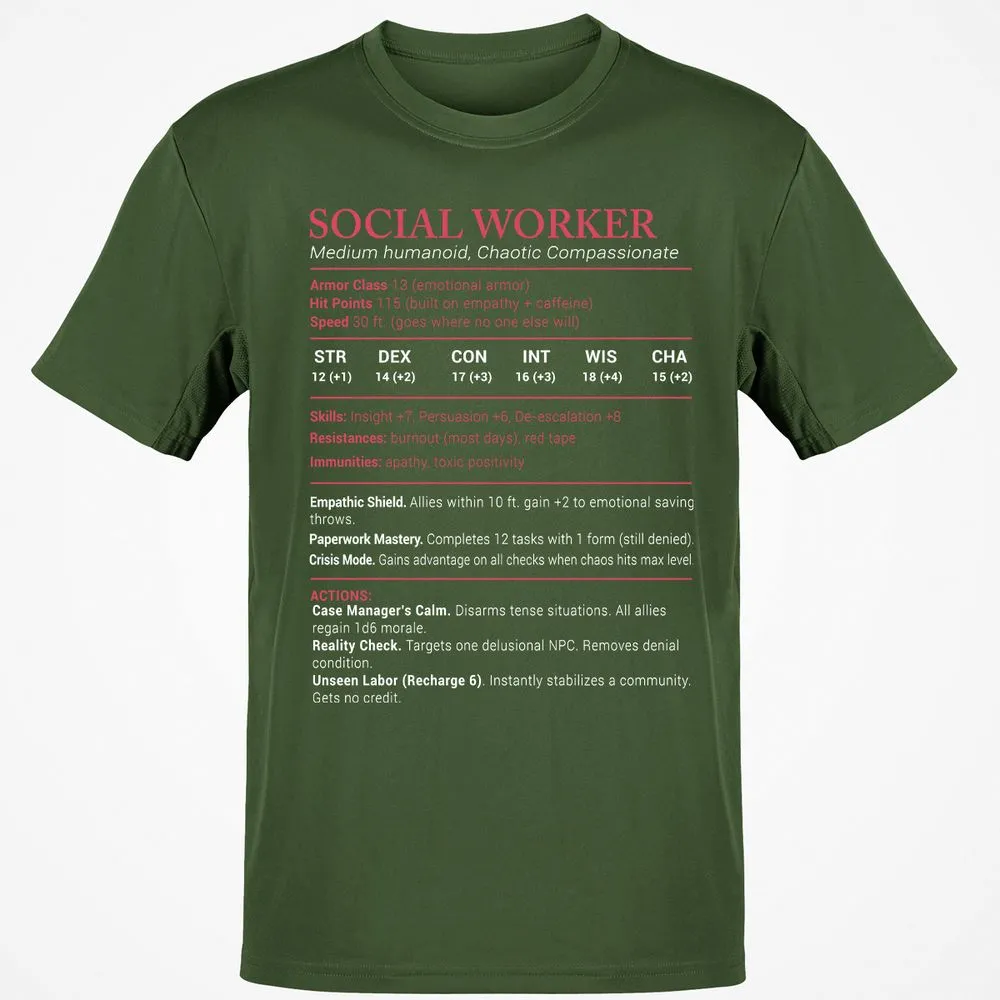 Social Worker Stats Classic Unisex T-Shirt - Military Green - 6