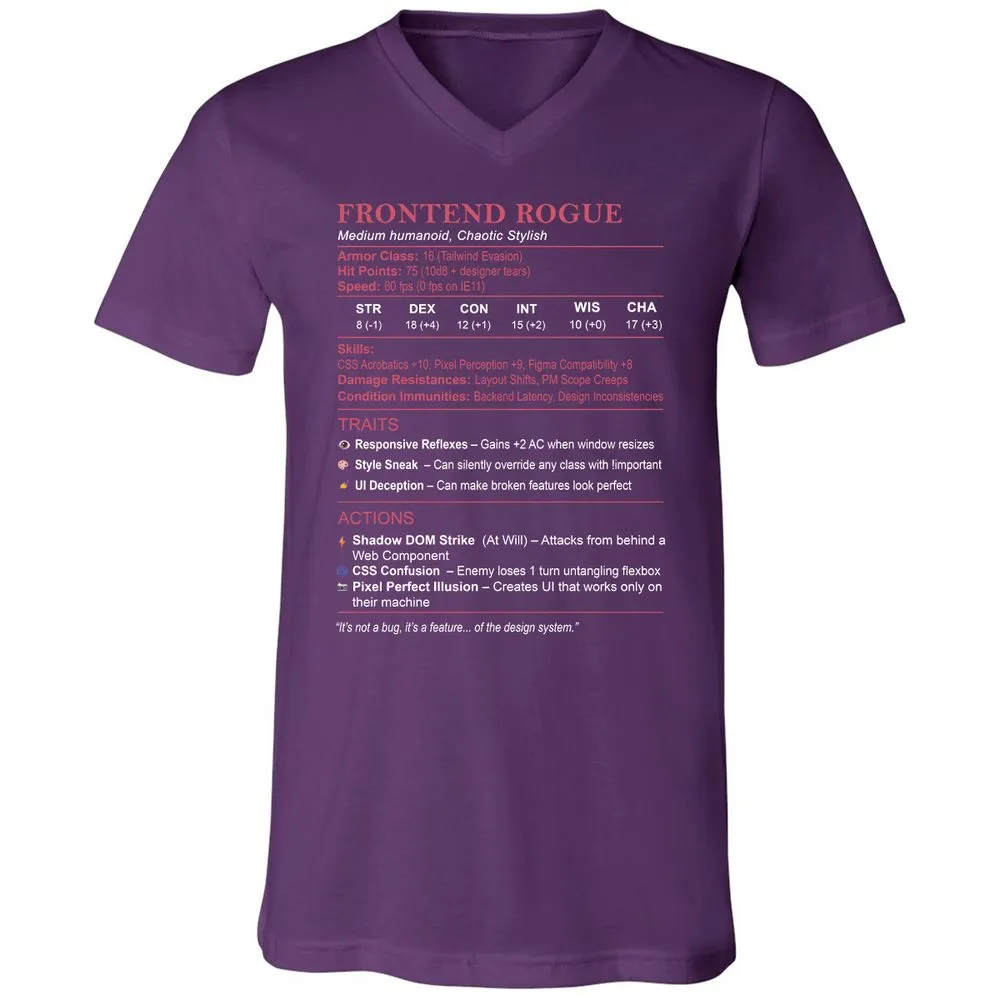 Frontend Rogue Unisex V-Neck T-Shirt - Team Purple - 9