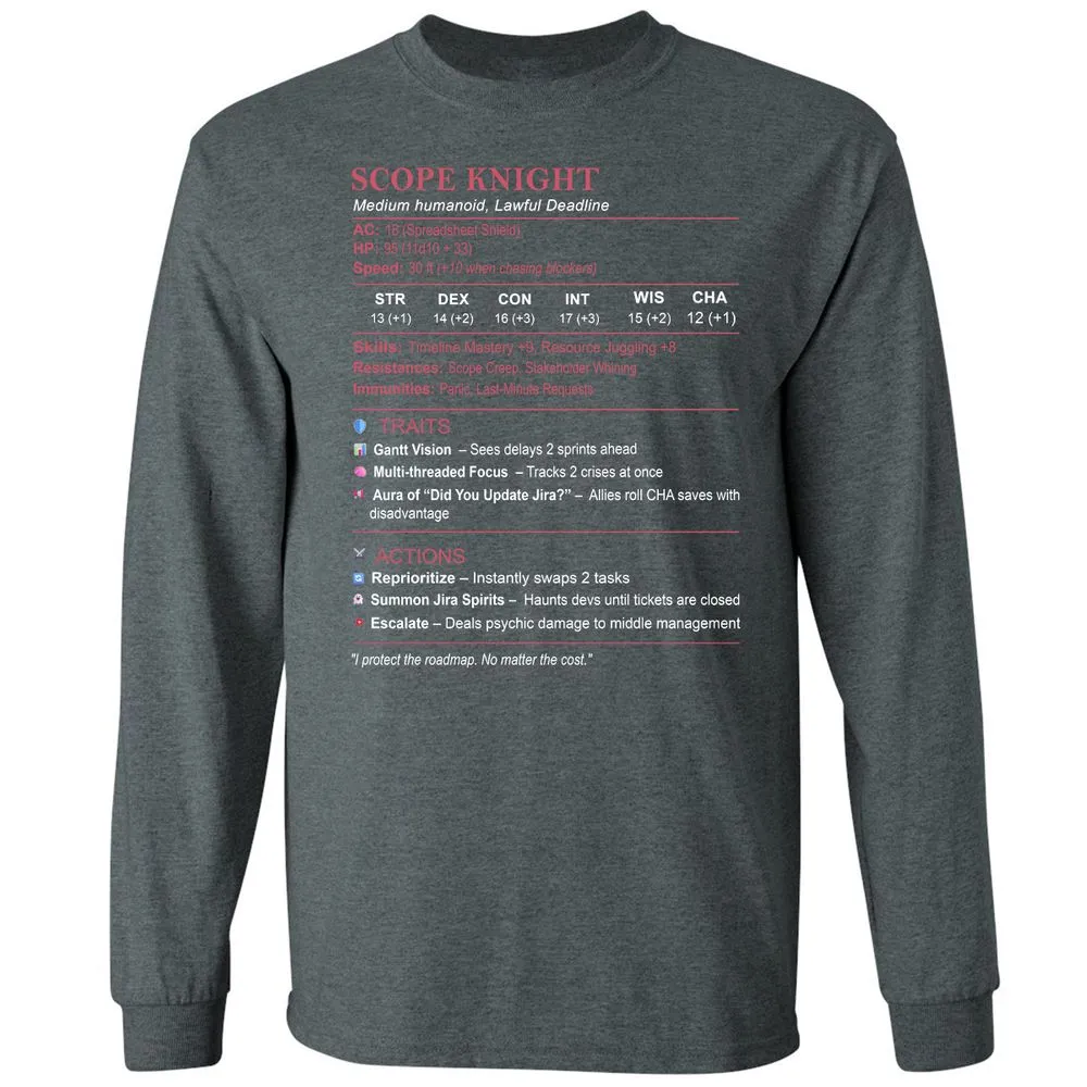 PM Stats Long Sleeve T-Shirt - Dark Heather - 15