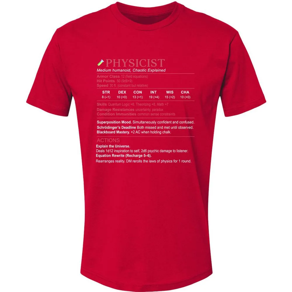 Physicist Stats Premium Unisex T-Shirt - Red - 6