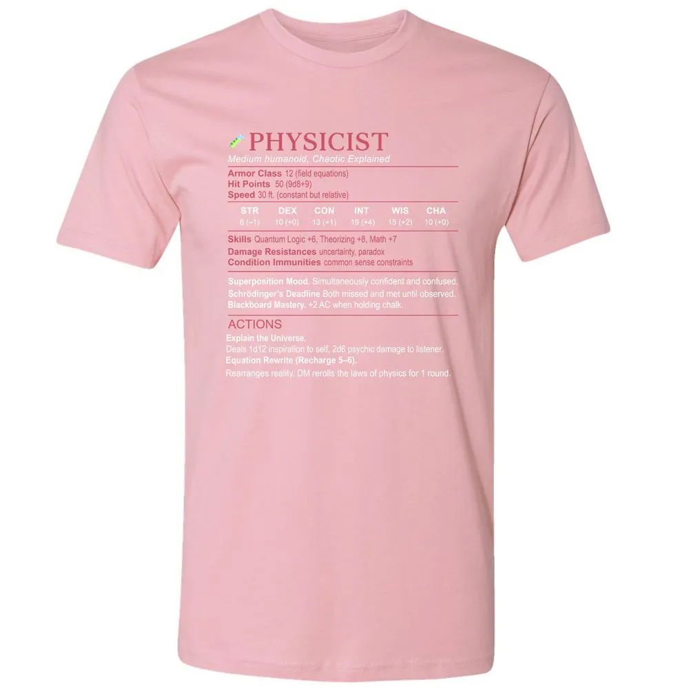 Physicist Stats Premium Unisex T-Shirt - Light Pink - 3