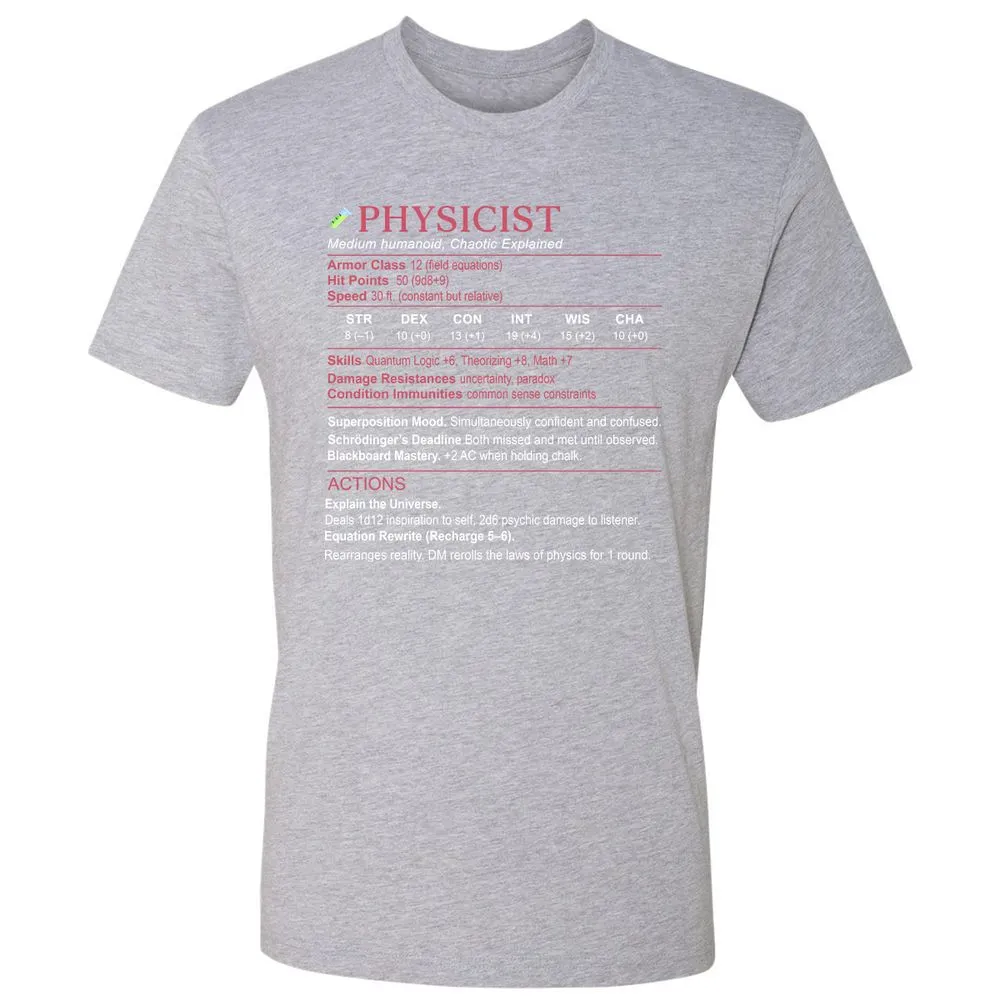 Physicist Stats Premium Unisex T-Shirt - Heather Grey - 9