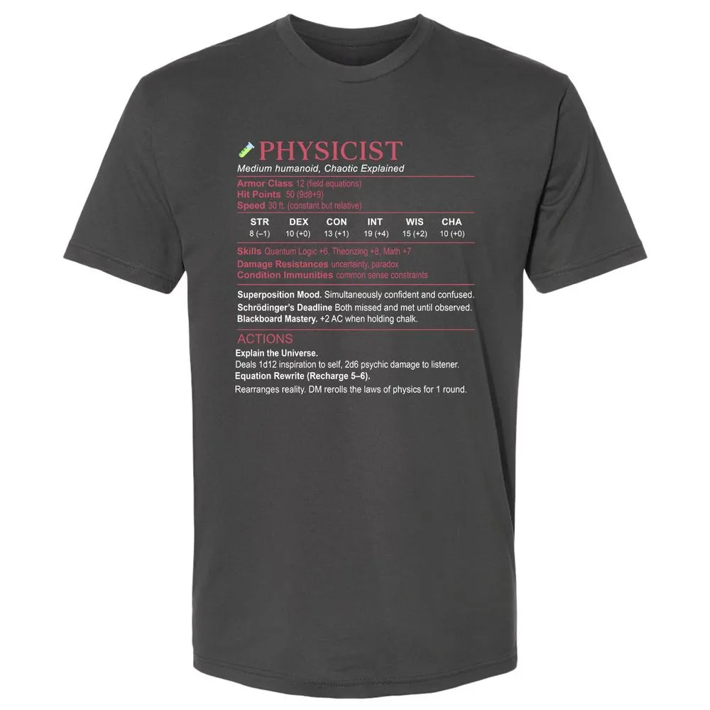 Physicist Stats Premium Unisex T-Shirt - Heavy Metal - 8