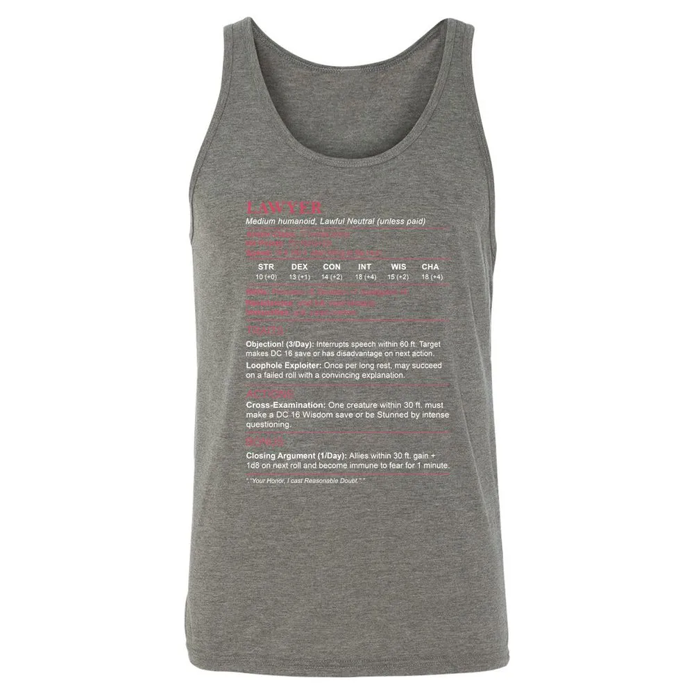 Lawyer Stats Unisex Jersey Tank - Grey Triblend - 8
