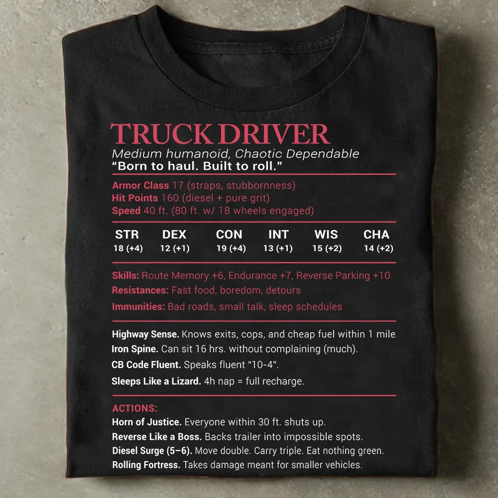 Truck Driver Stats Classic Unisex T-Shirt - 1