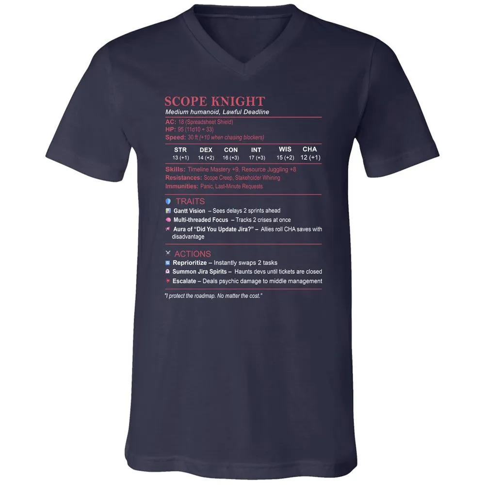 PM Stats Unisex V-Neck T-Shirt - Navy - 2