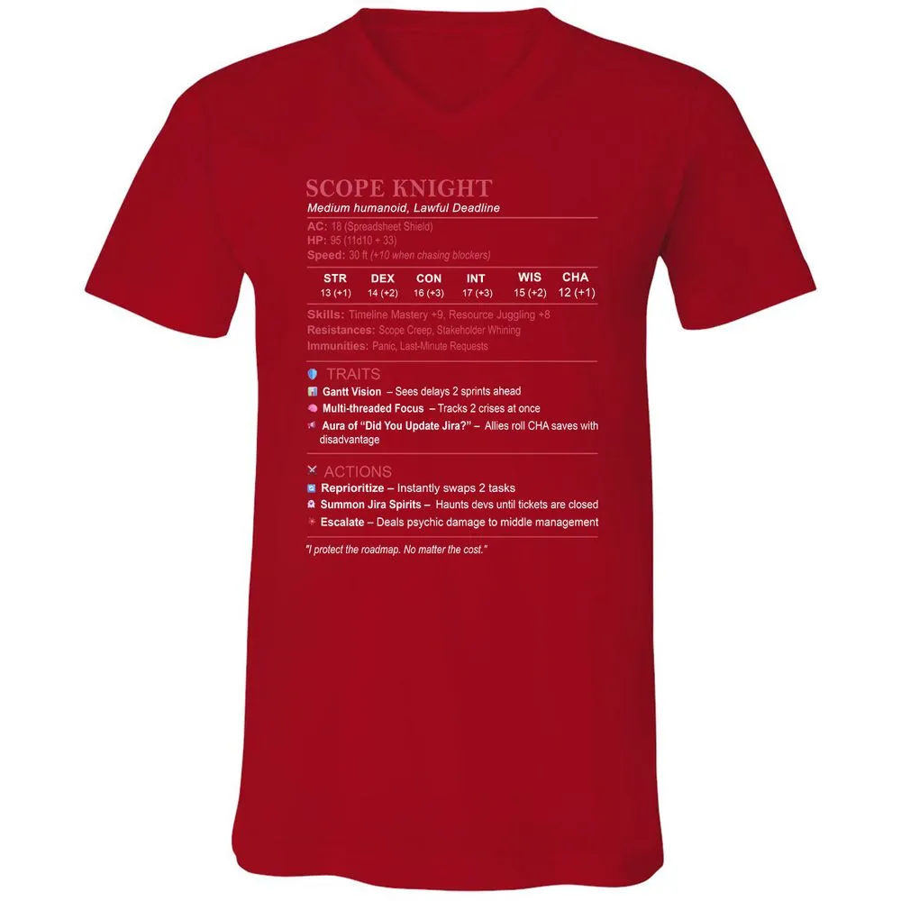 PM Stats Unisex V-Neck T-Shirt - Red - 3