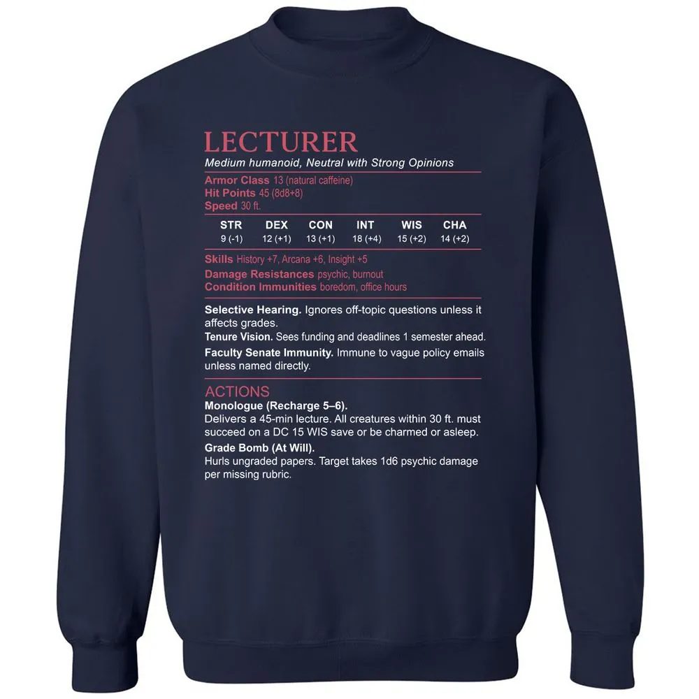 Lecturer Stats Classic Unisex Sweatshirt - Navy - 2