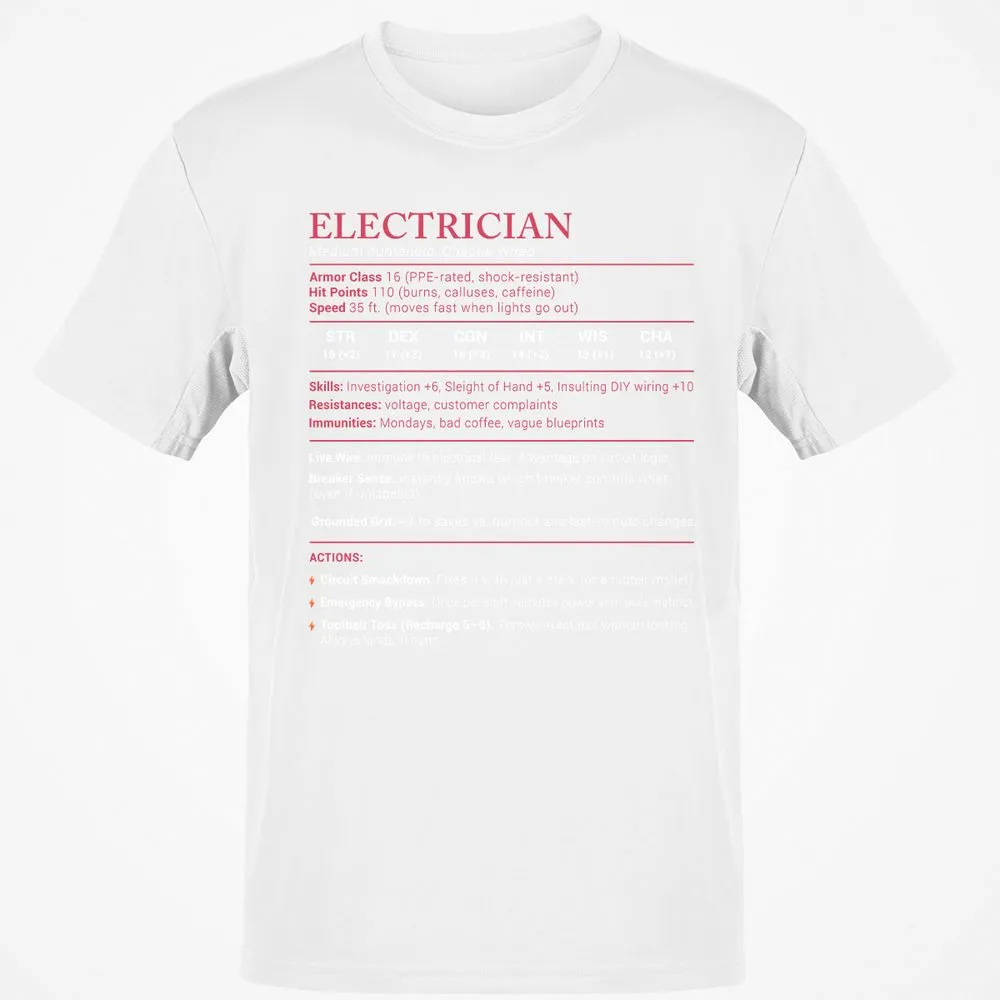 Electrician Stats Classic Unisex T-Shirt - White - 12