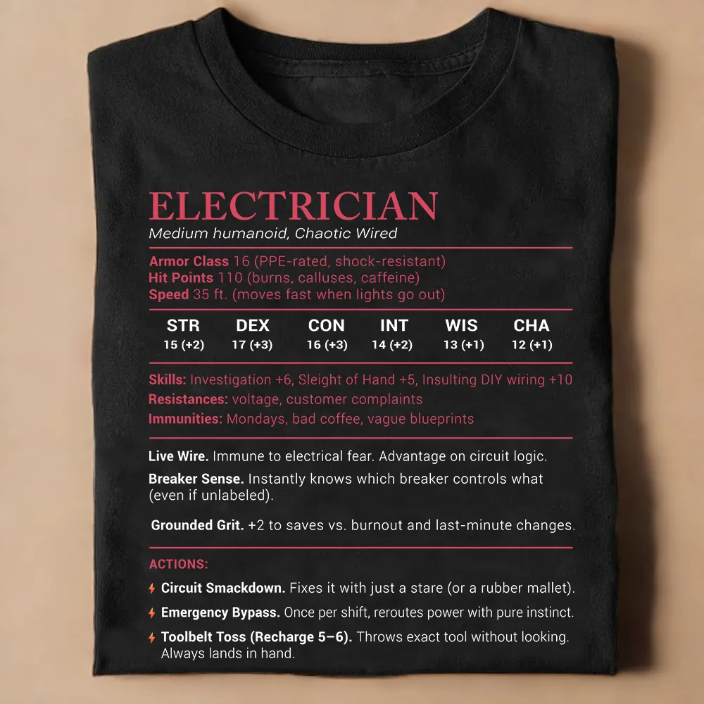 Electrician Stats Classic Unisex T-Shirt - 1