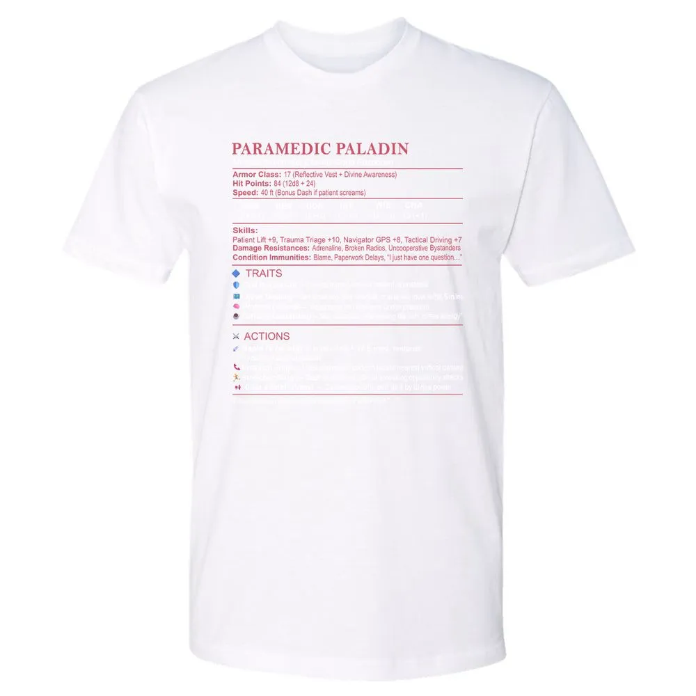 Paramedic Stats Premium Unisex T-Shirt - White - 4