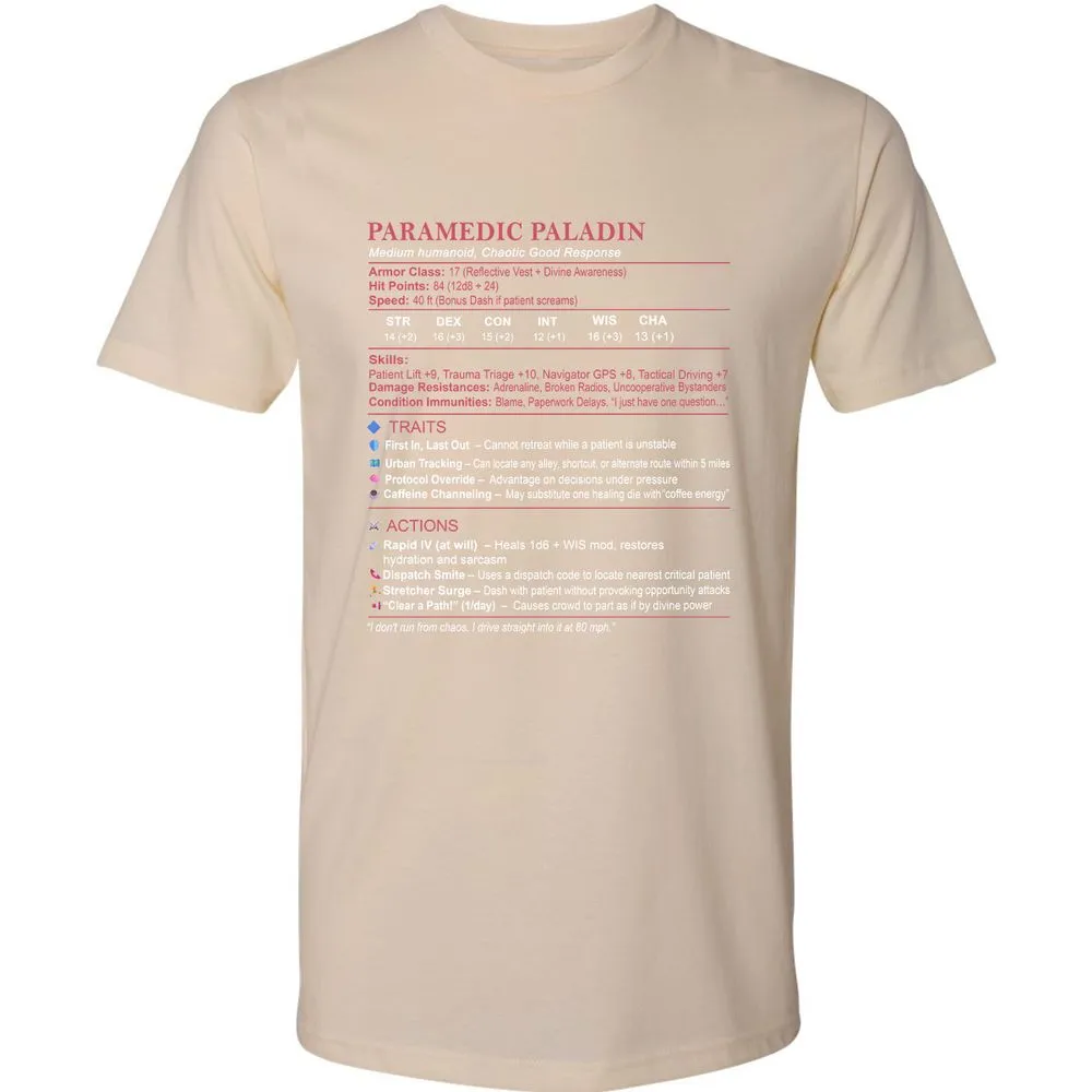 Paramedic Stats Premium Unisex T-Shirt - Cream - 14
