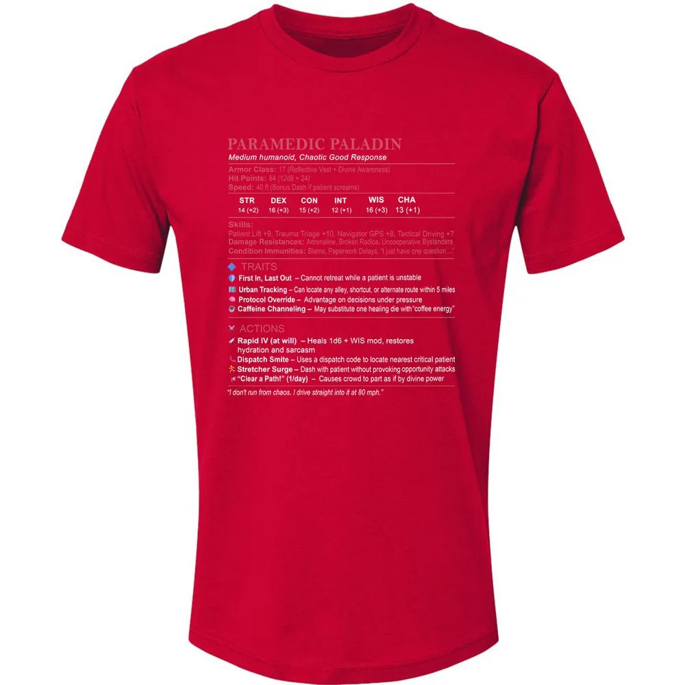 Paramedic Stats Premium Unisex T-Shirt - Red - 6