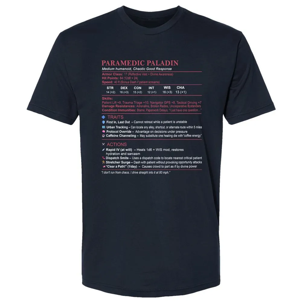 Paramedic Stats Premium Unisex T-Shirt - Midnight Navy - 2