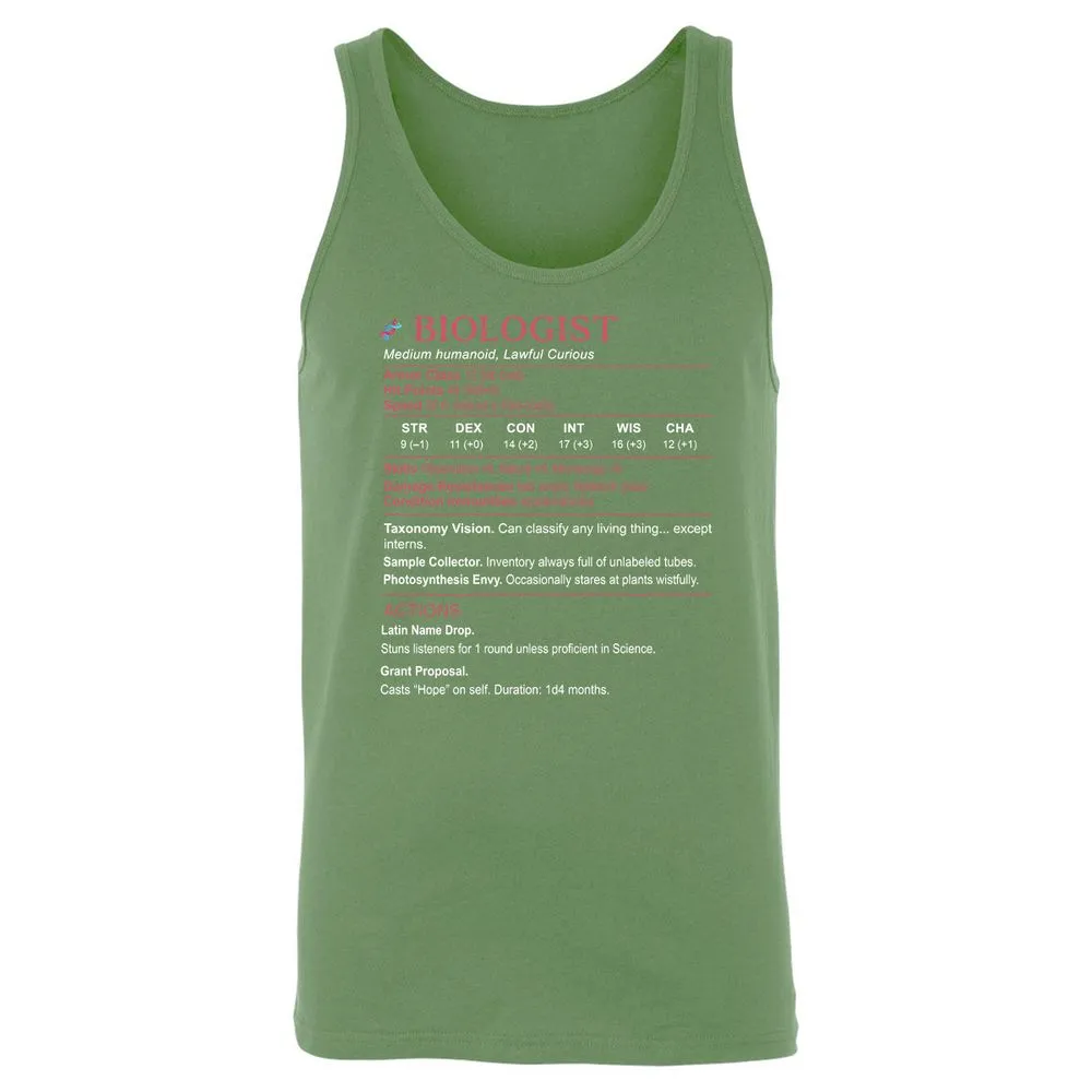 Biologist Stats Unisex Jersey Tank - Leaf - 10