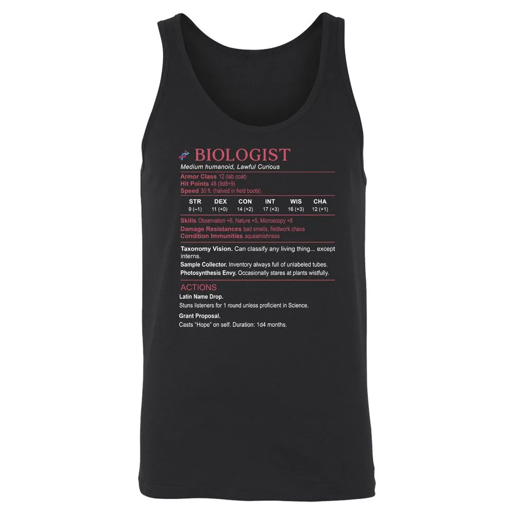 Biologist Stats Unisex Jersey Tank - Black - 1