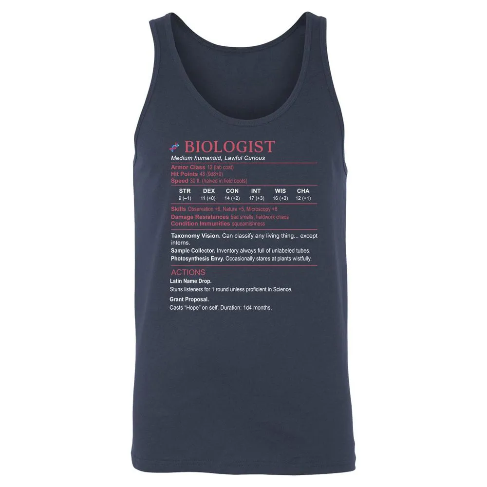 Biologist Stats Unisex Jersey Tank - Navy - 2