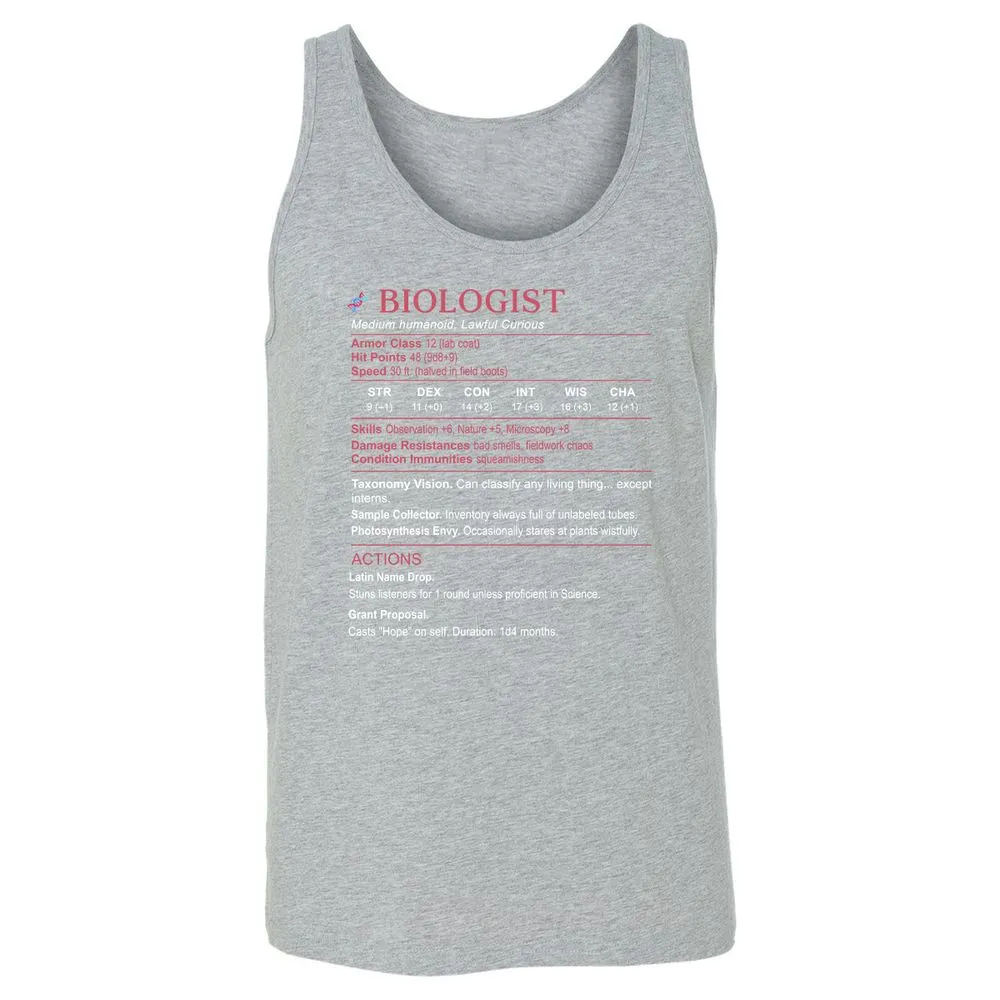 Biologist Stats Unisex Jersey Tank - Athletic Heather - 4