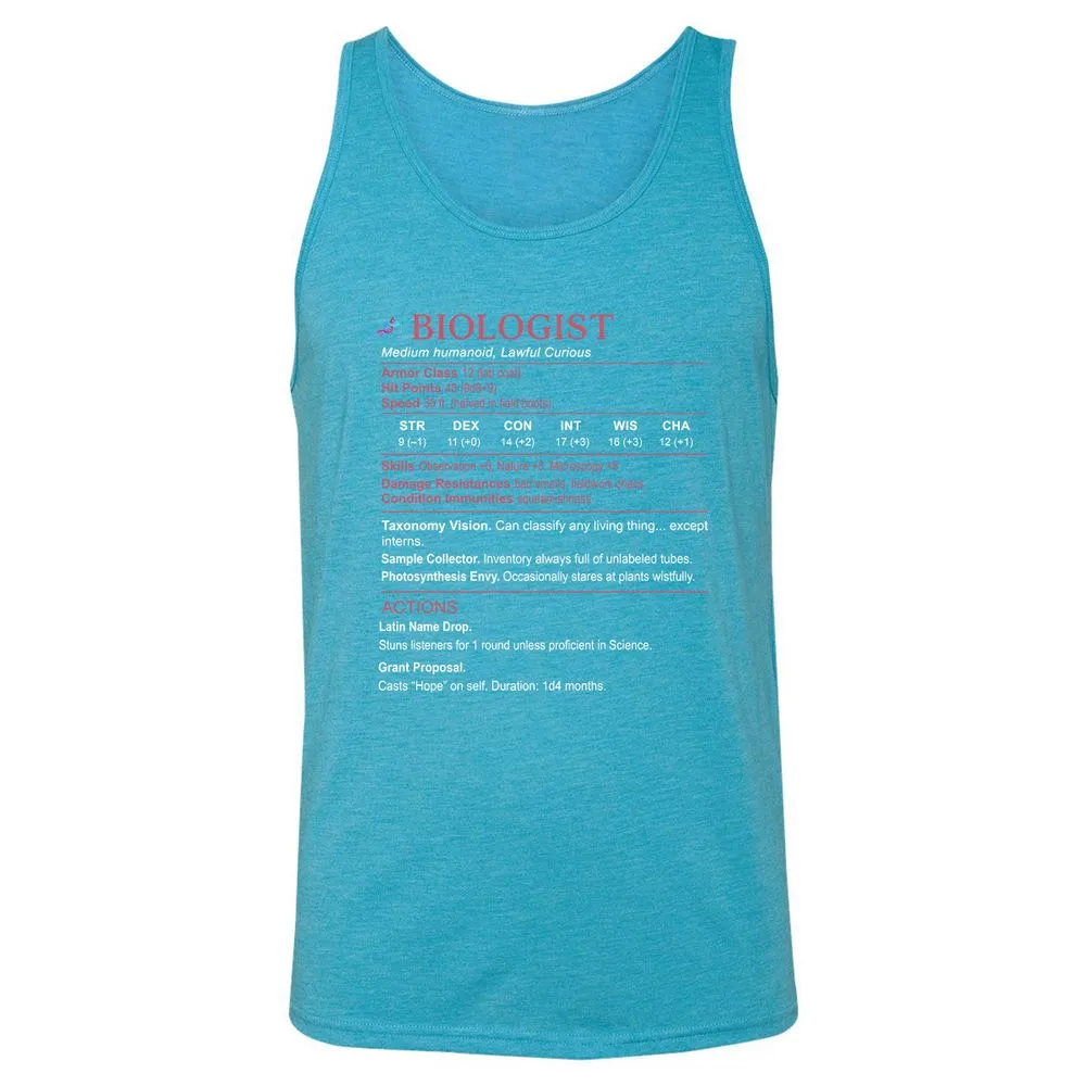Biologist Stats Unisex Jersey Tank - Aqua Triblend - 3