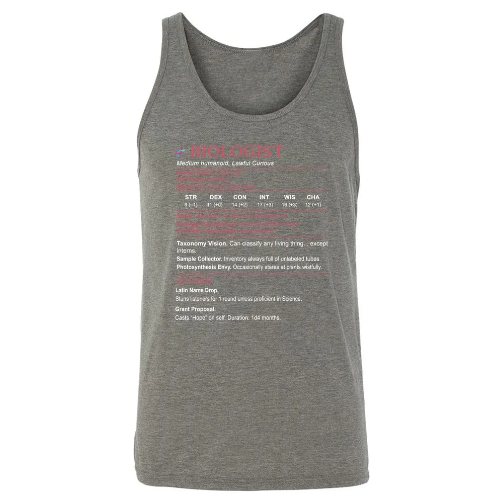 Biologist Stats Unisex Jersey Tank - Grey Triblend - 8