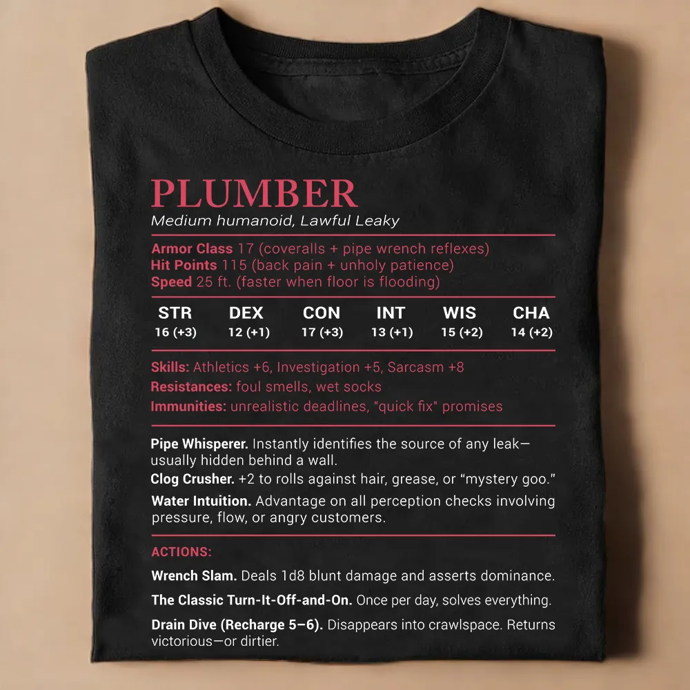 Plumber Stats Classic Unisex T-Shirt - 1