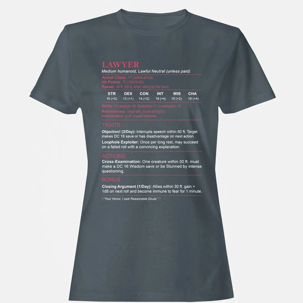 Lawyer Stats Women's T-Shirt - Charcoal - 3
