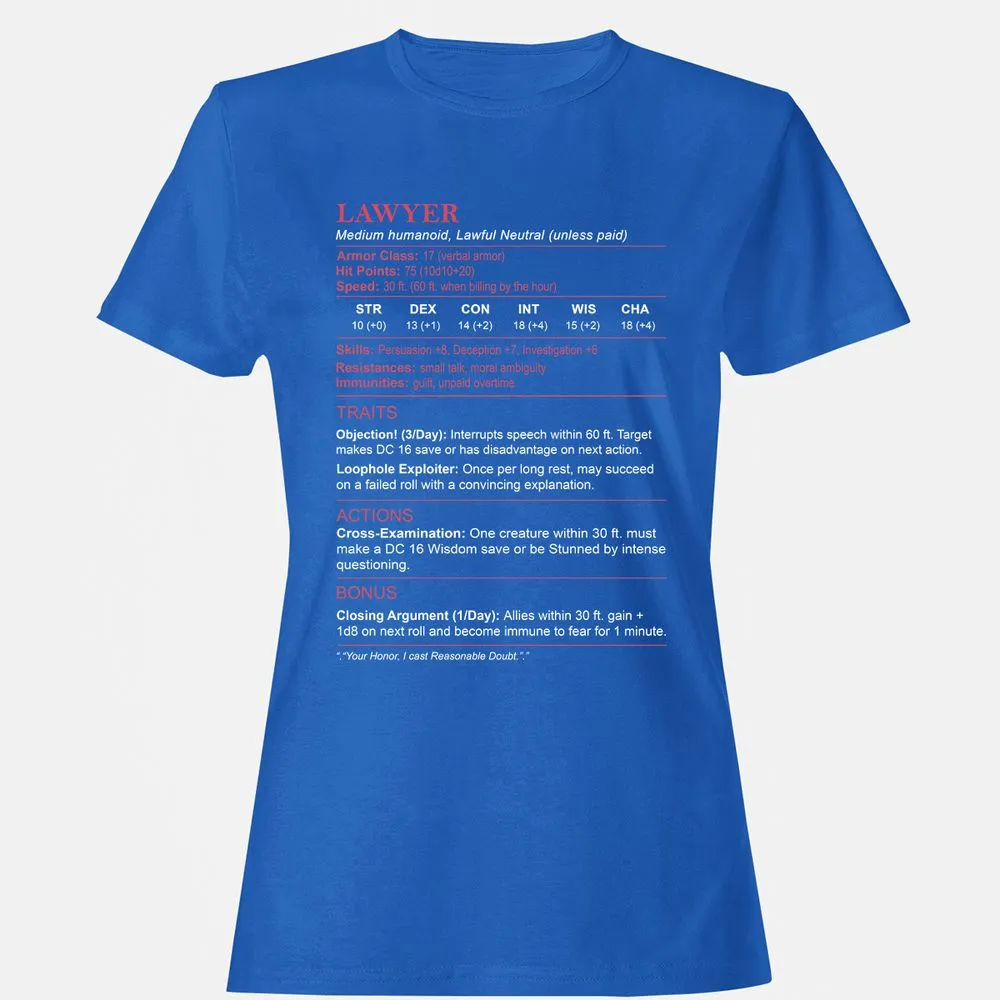 Lawyer Stats Women's T-Shirt - Royal - 14
