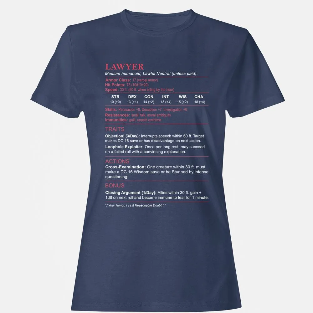 Lawyer Stats Women's T-Shirt - Navy - 10