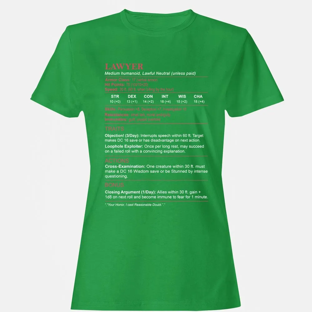 Lawyer Stats Women's T-Shirt - Irish Green - 7