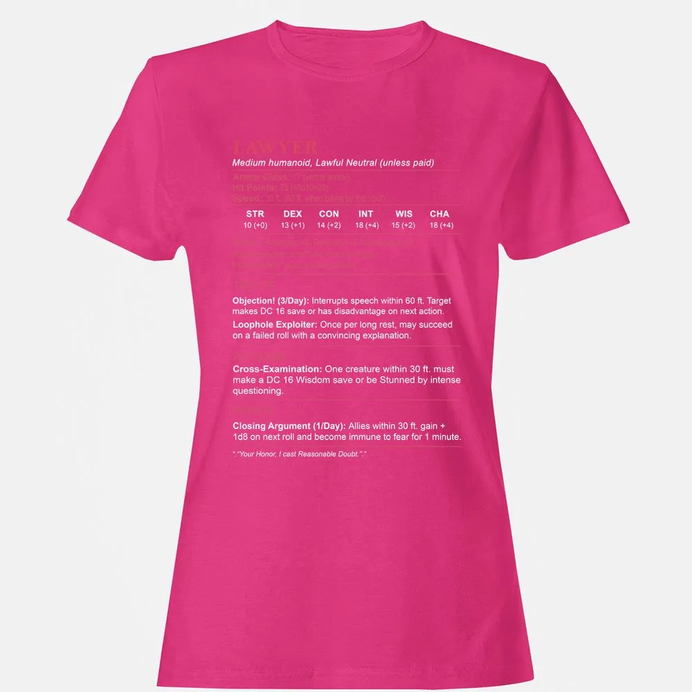 Lawyer Stats Women's T-Shirt - Heliconia - 6