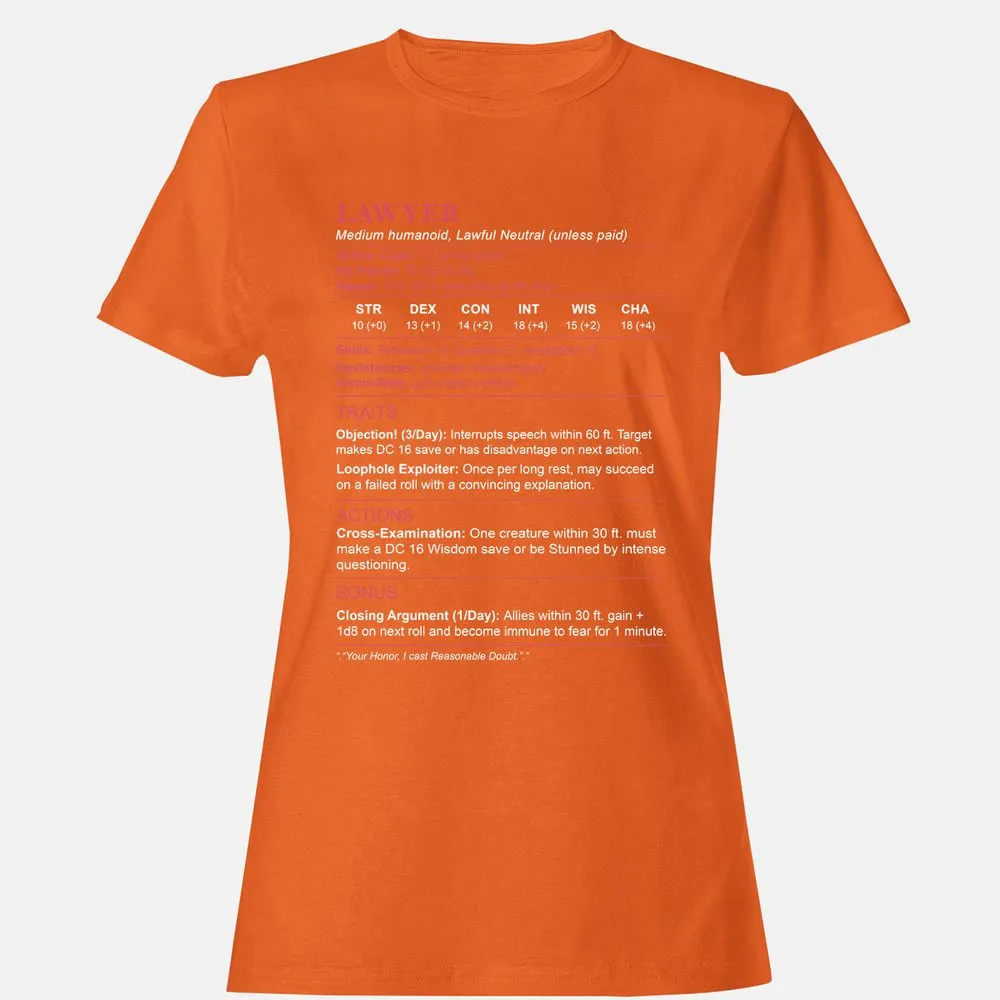 Lawyer Stats Women's T-Shirt - Orange - 11