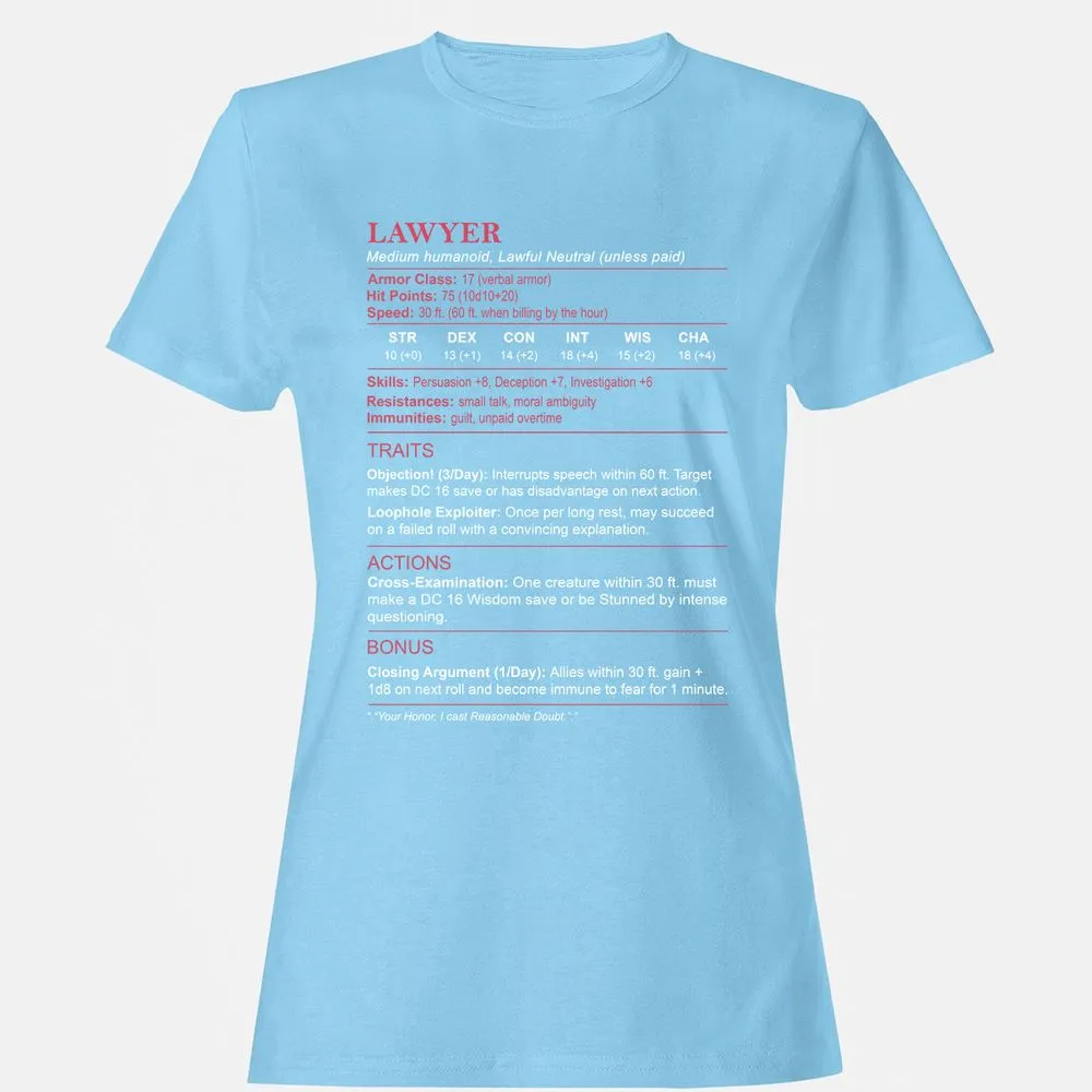 Lawyer Stats Women's T-Shirt - Light Blue - 8