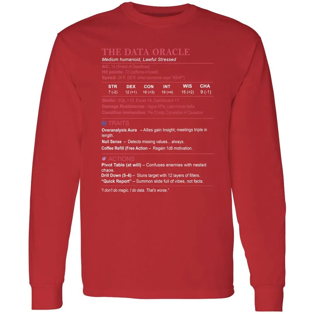 Data Analyst Stats (The Data Oracle) Long Sleeve T-Shirt - Red - 14