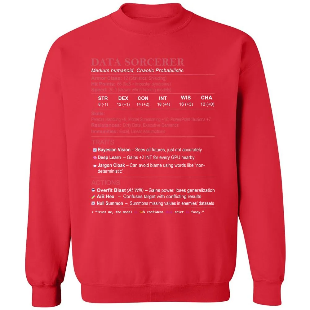 Data Scientist Stats (Data Sorcerer) Classic Unisex Sweatshirt - Red - 5