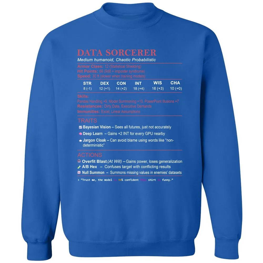 Data Scientist Stats (Data Sorcerer) Classic Unisex Sweatshirt - Royal - 9
