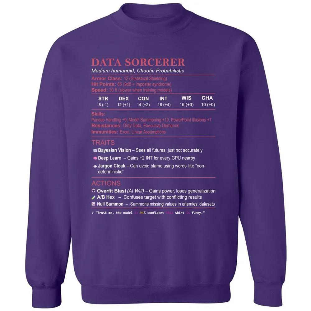 Data Scientist Stats (Data Sorcerer) Classic Unisex Sweatshirt - Purple - 6