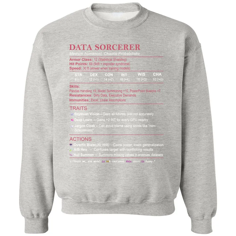 Data Scientist Stats (Data Sorcerer) Classic Unisex Sweatshirt - Ash - 8